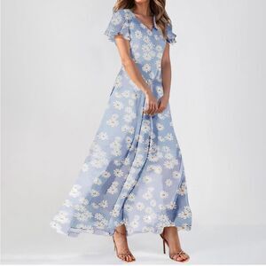NWOT blue maxi floral dress size L